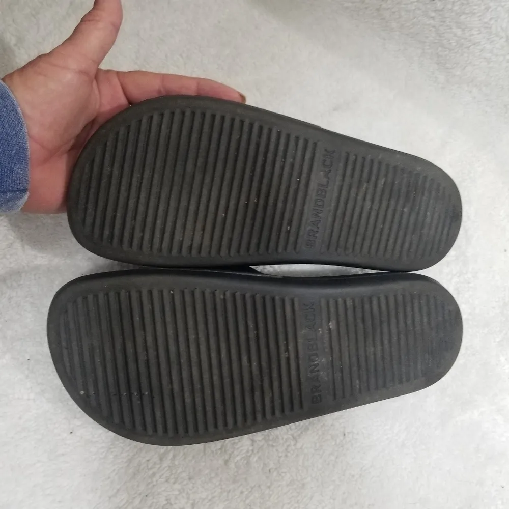 Brand Black Leather Slides Size 6 - Image 5