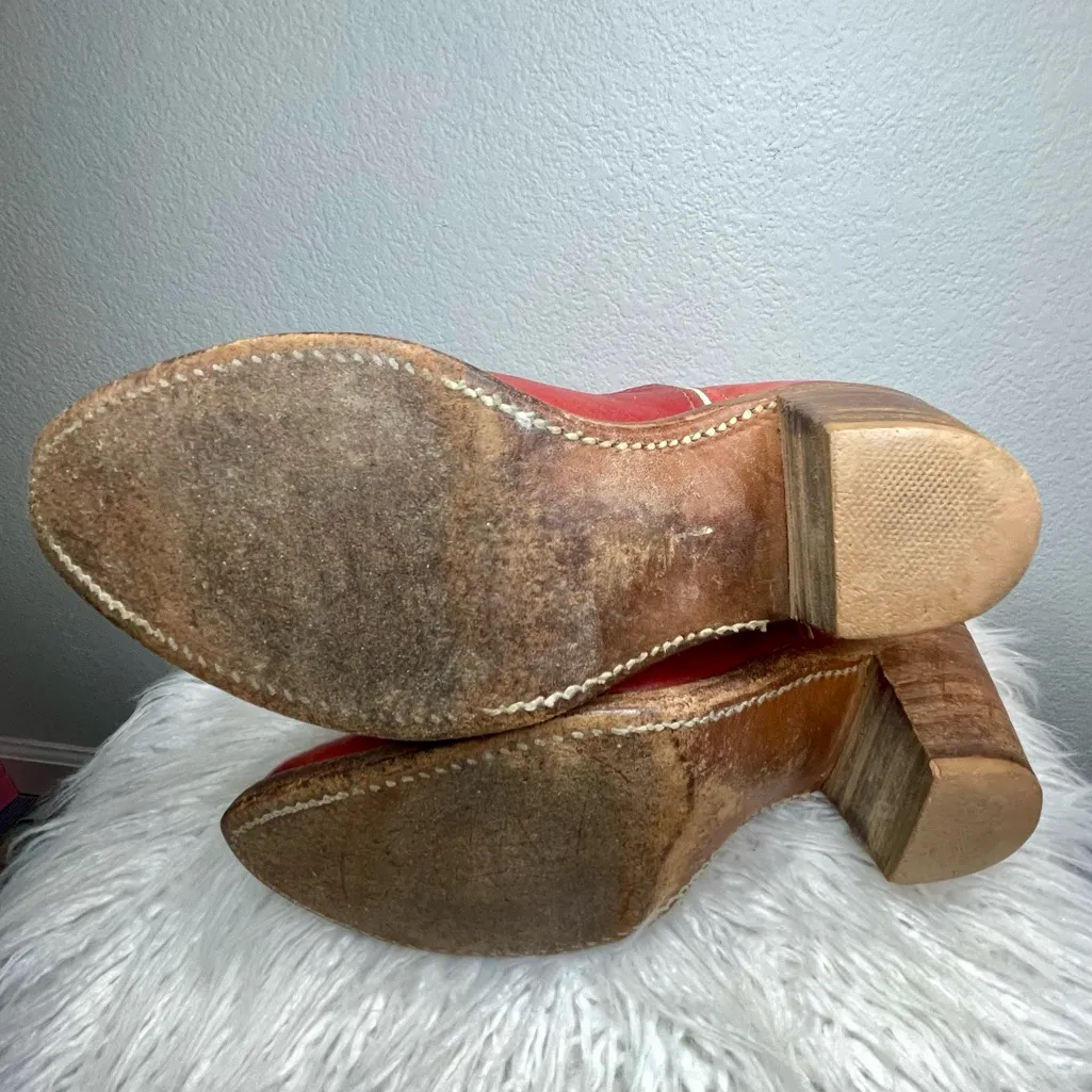 Double H western boots burnt orange heeled rounded toe cowgirl boots wide calf Size 7.5 - Image 7