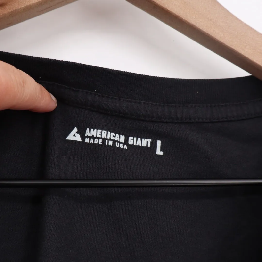 American Giant Black V Neck T Shirt Cotton Made in USA Mens Size Large - Image 3