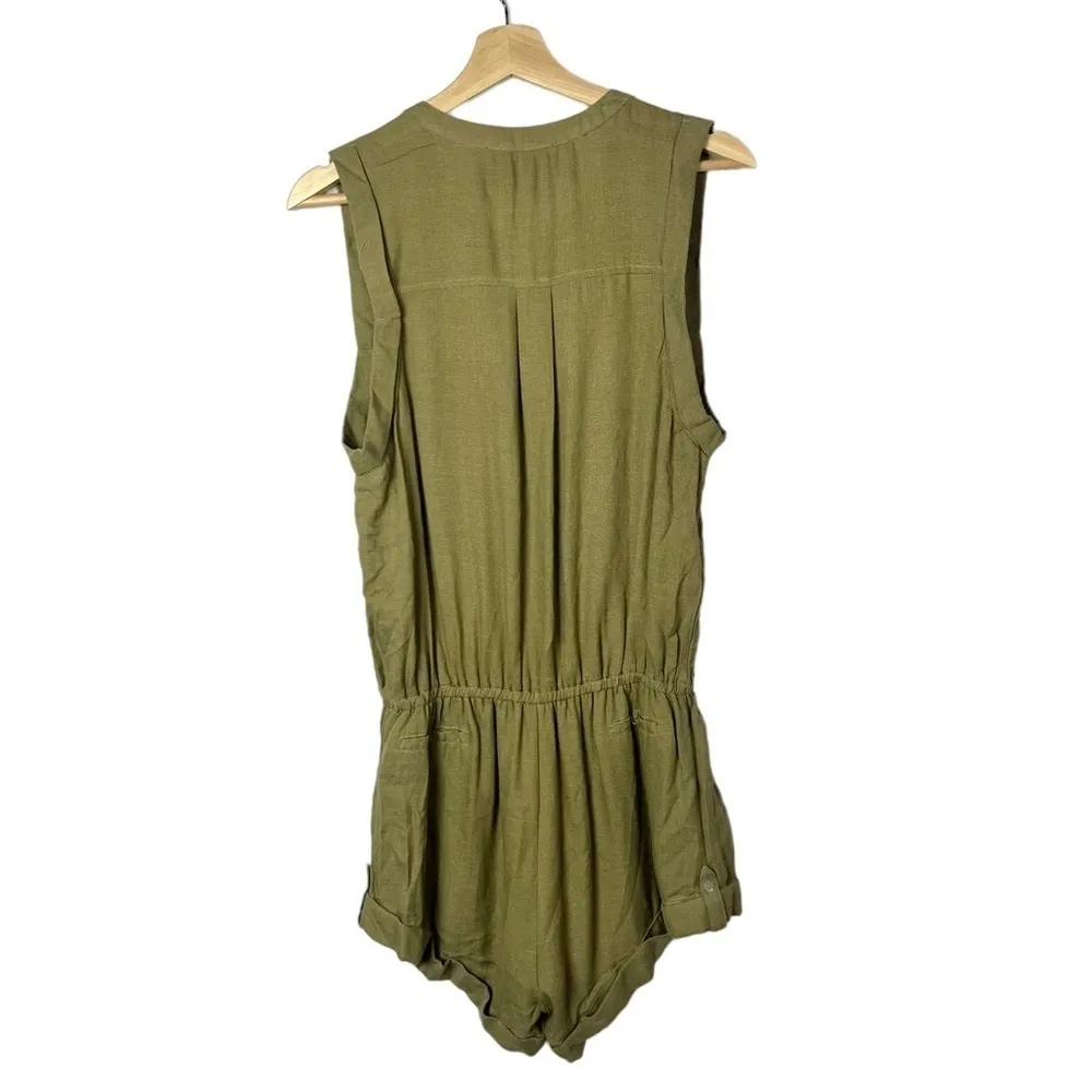 Boutique WFFS Fatigue Green Button Down Utility Sleeveless Romper M Size M - Image 2