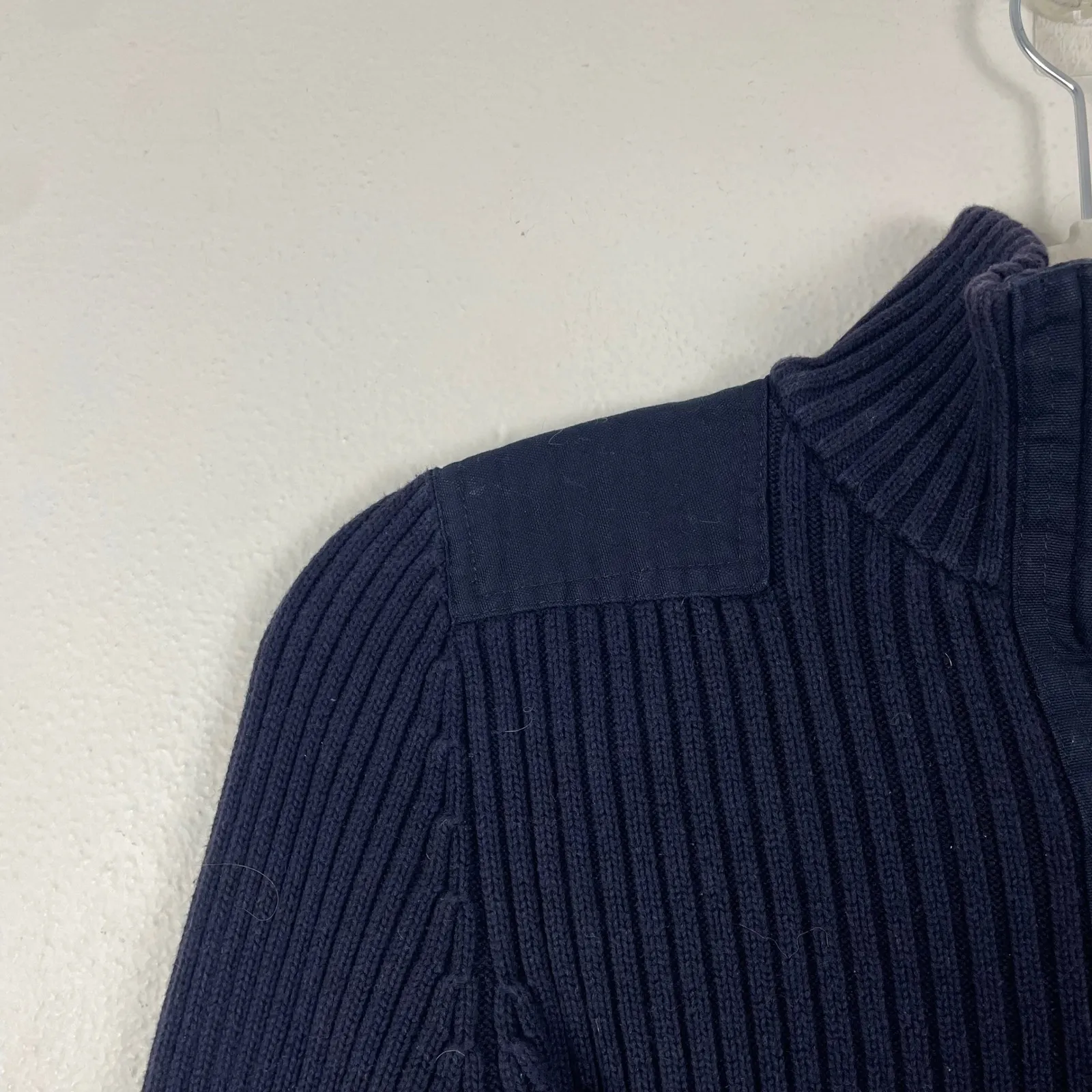 Lauren Ralph Lauren Navy Ribbed Quarter Zip Sweater Crest Logo Women's M Y2K - Image 4