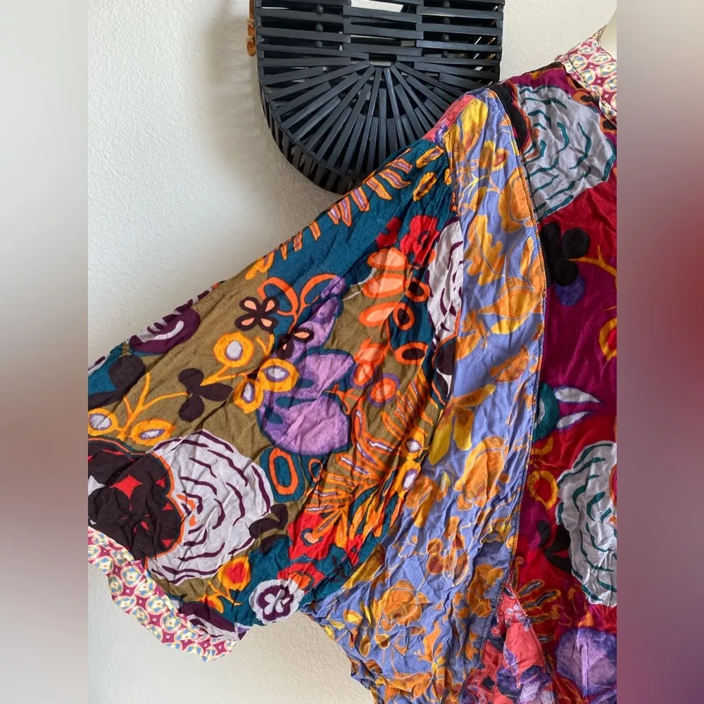 Anthropologie Patchwork Cocoon Kimono Cardigan, Size M/L - Image 2