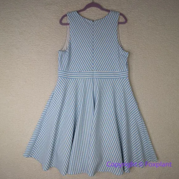 Hutch Anthropologie baby blue and white Bowtie Dress, women plus‎ size 1X - Image 10