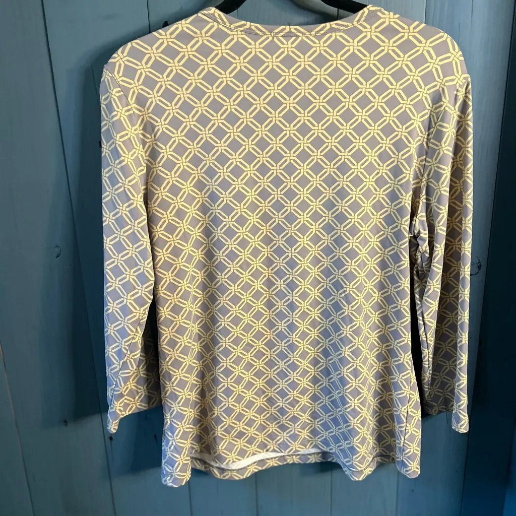 J. McLaughlin Yellow and Gray Geometric Long Sleeve Top - Image 4