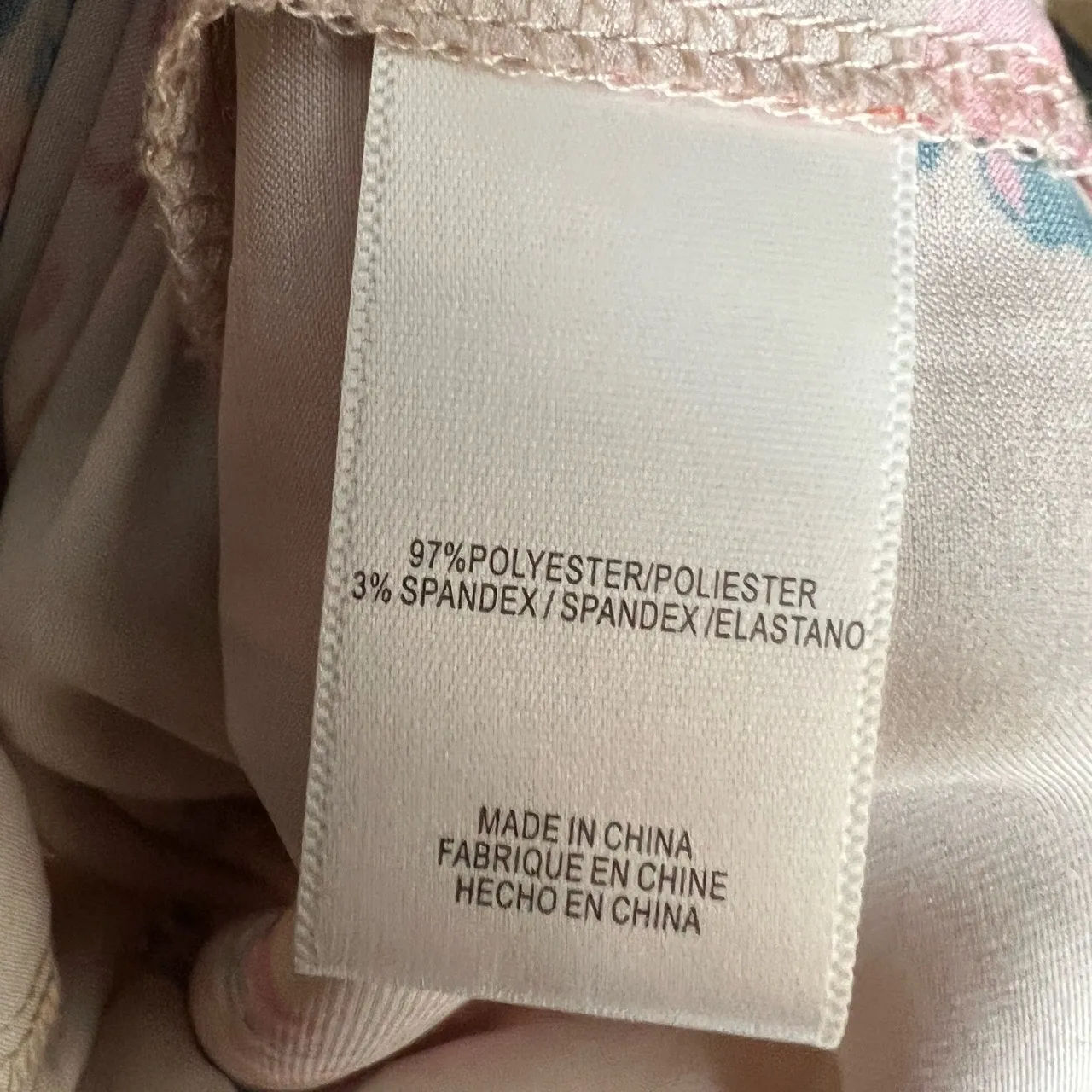 WAYF Wide Leg Floral Print Pants Elastic Waist Pockets Silky Beige Size M - Image 7