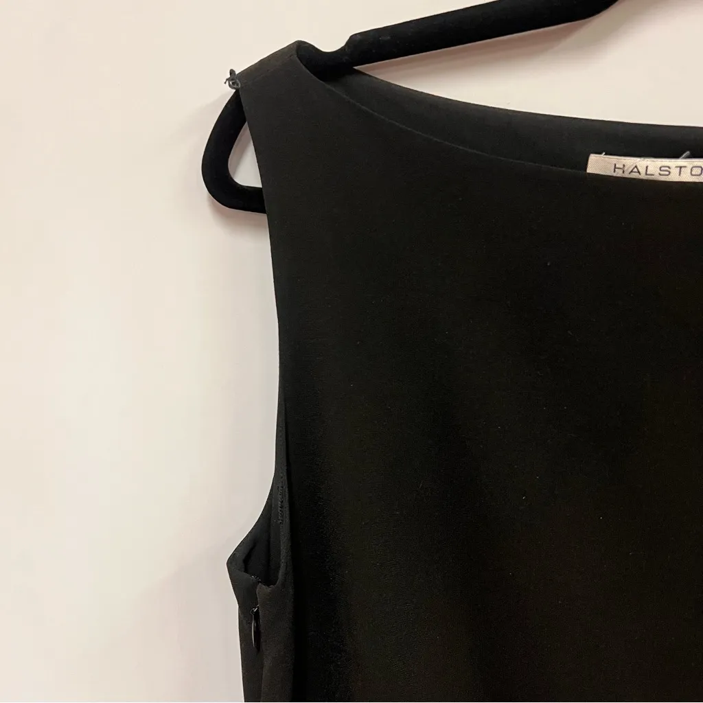 NWT Halston Heritage One Shoulder Boatneck Mini Dress Black Gold size 6 - Image 6