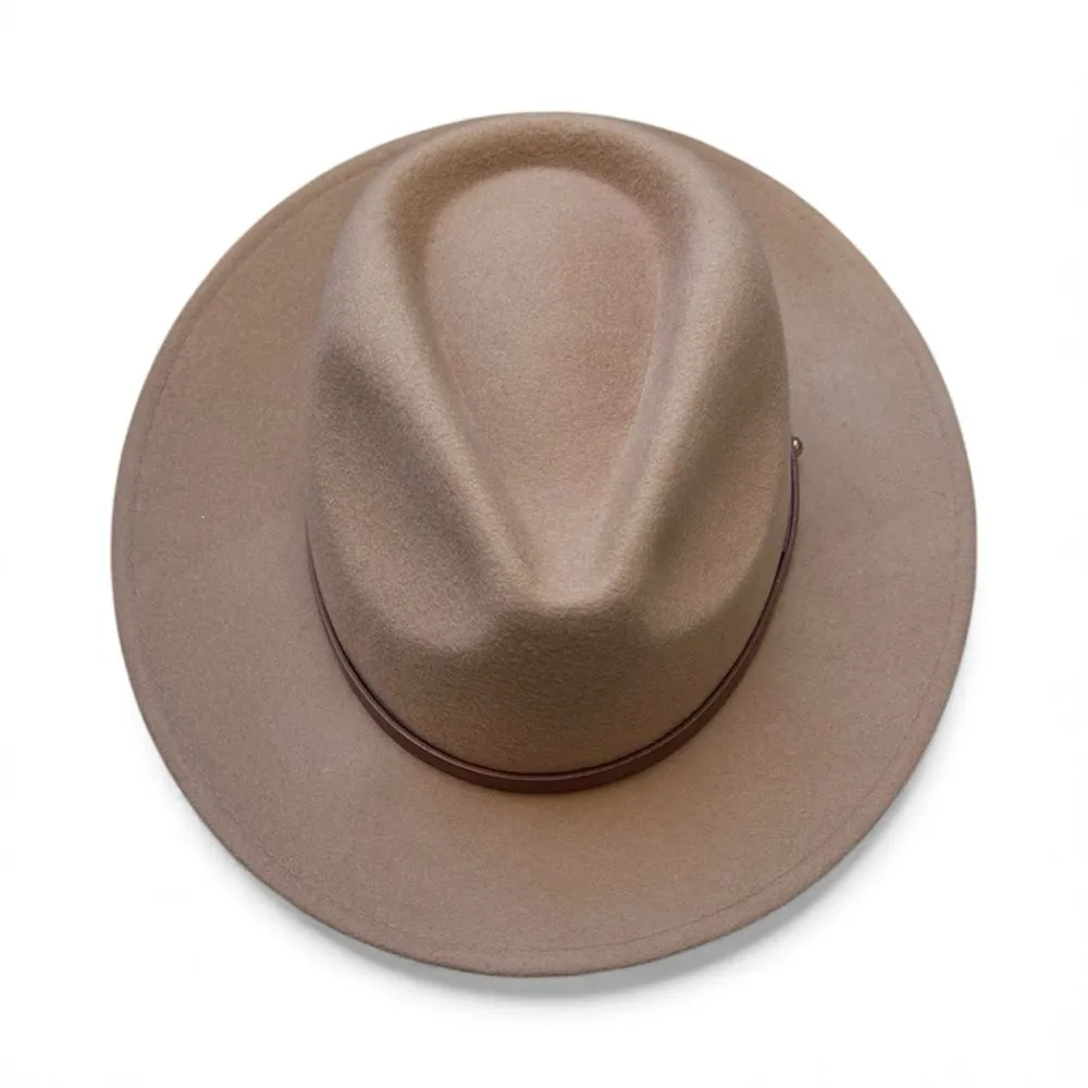 Anthropologie Wool Fedora Hat One Size Camel Tan Classic Winter Trendy Casual - Image 2