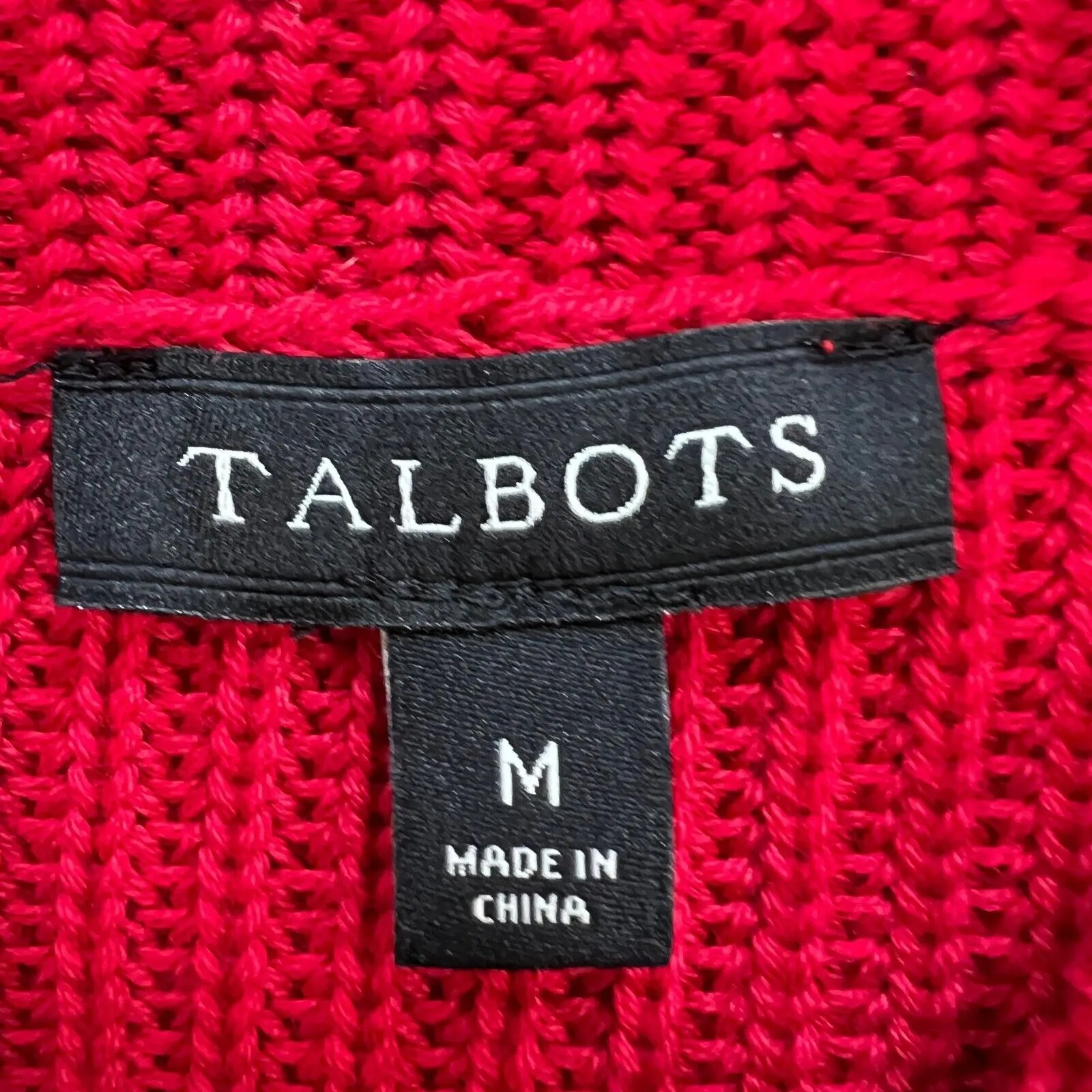 Talbots Red Cotton Blend Ribbed Knit Sweater Medium Cowl‎ Neck Knit Pullover Top - Image 3