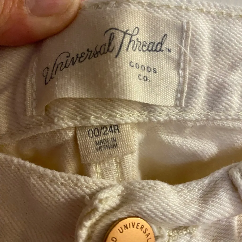 Universal Thread Womens Jeans Ivory 00 24R Relaxed Wide Leg Waist 26” 26x30 - Image 4
