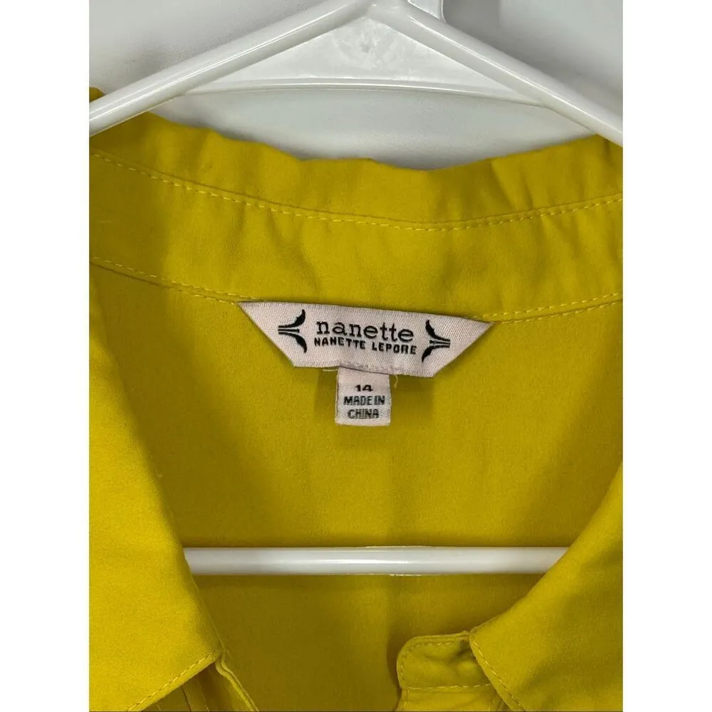 Nanette Nanette Lepore Women's Short SleeveFlutter Sleeve Pin tuck Dress size 14 - Image 4