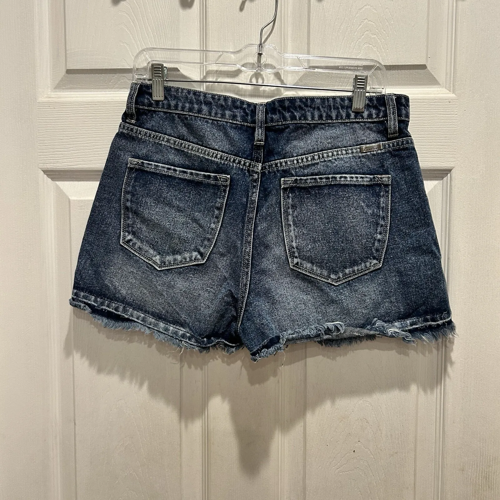 Kancan Jeans Womens High Rise Distressed Denim Cutoff Shorts Button Fly Blue L Size L - Image 7