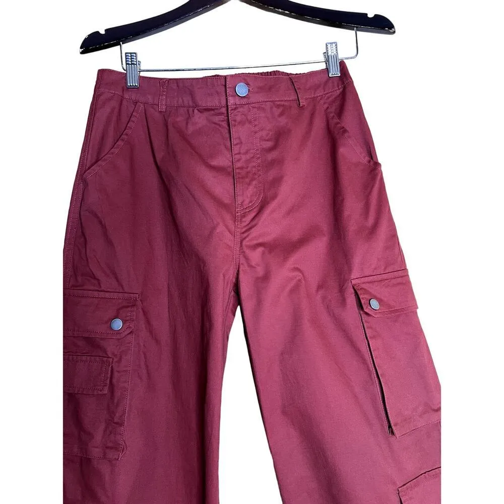 Listicle women's cargo pants rust color snap pockets flare leg new - Image 3