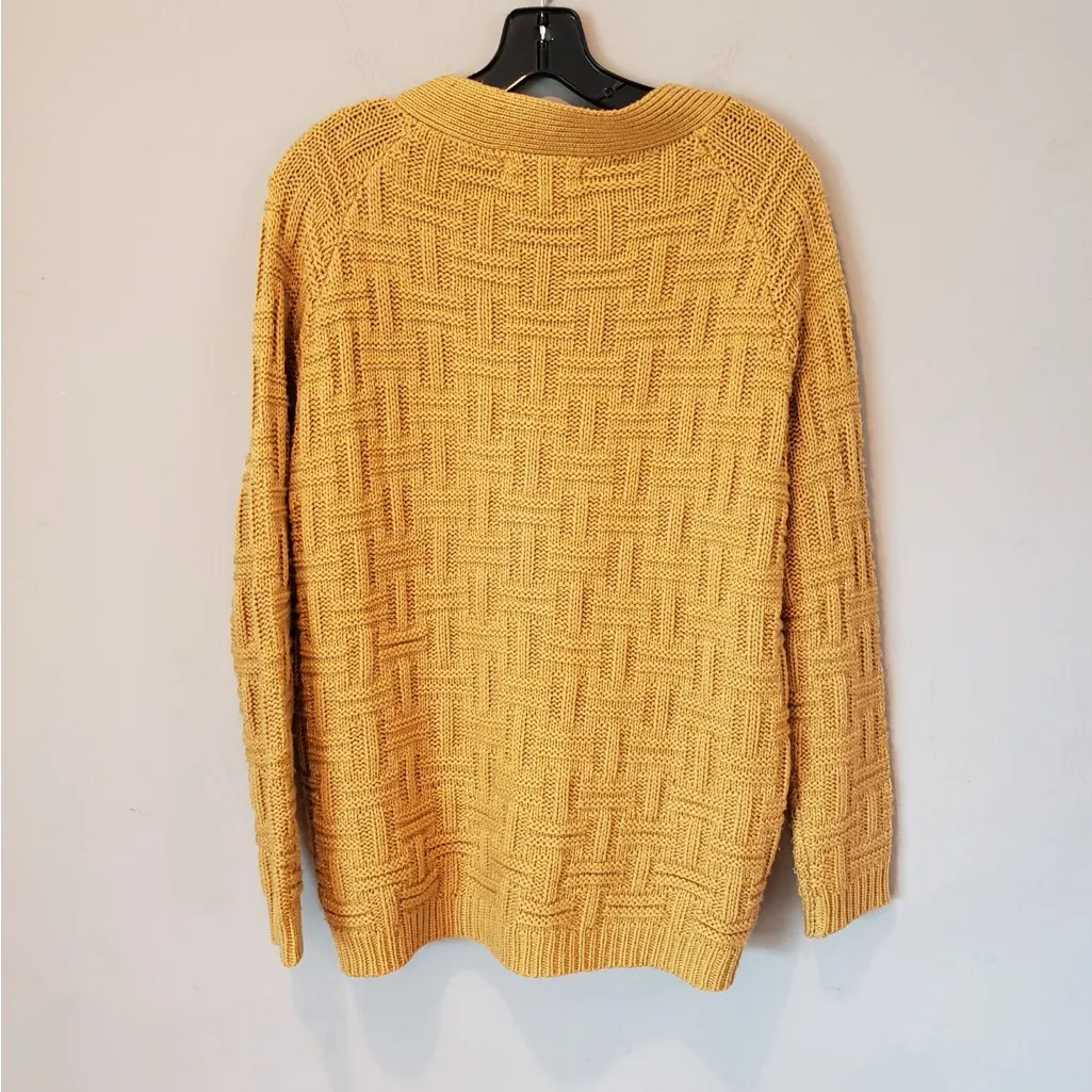 Women's Mustard Yellow Knit Cardigan Sweater - Image 2