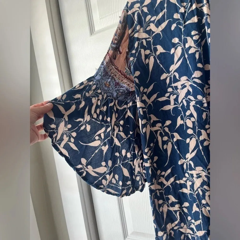 Umgee Boho Paisley Print Dress Sz Med Dress 3/4 Bat Sleeve Flowy Skirt - Image 5