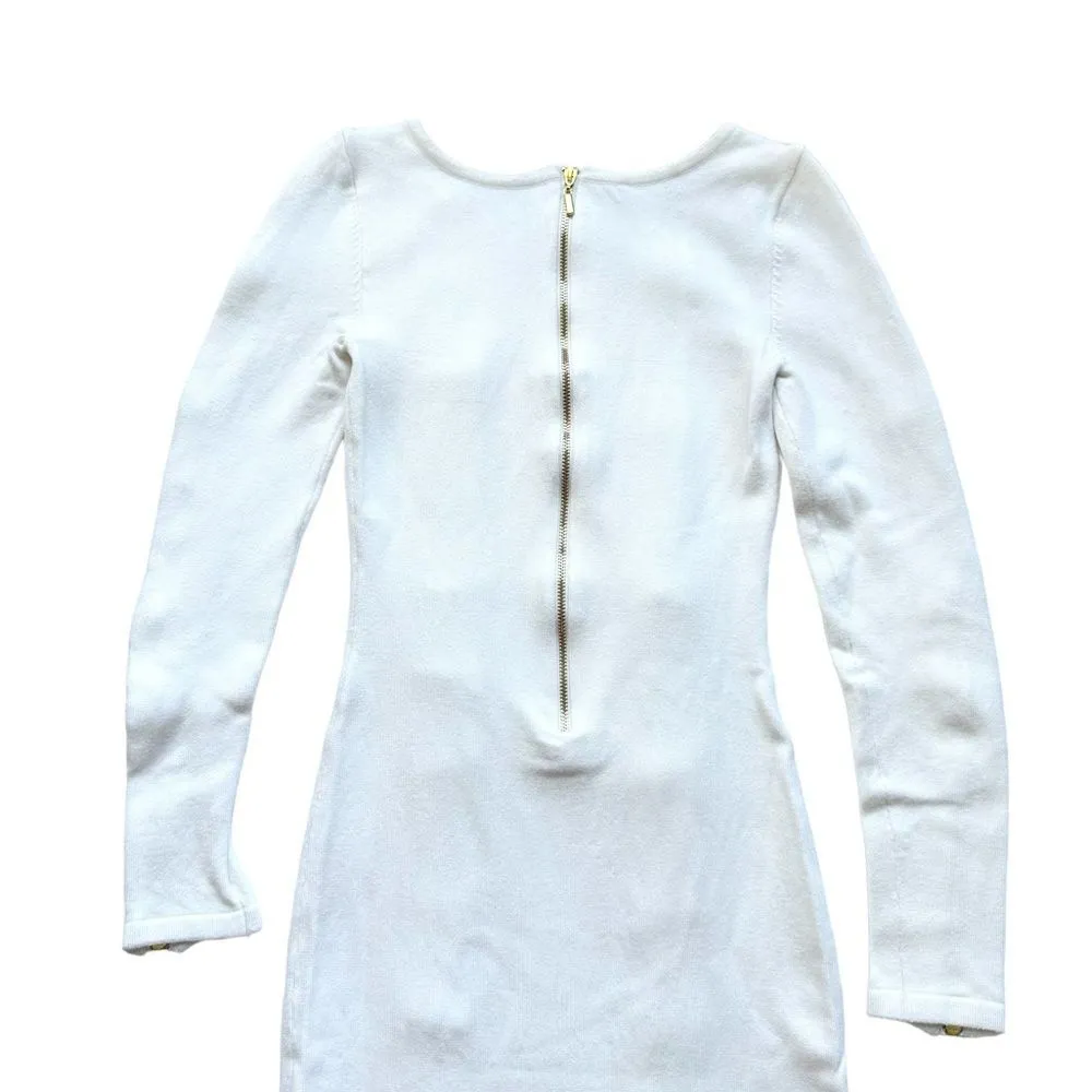 🔃Bebe White Long Sleeve Zipper Accent Mini Sweater Dress - Image 7