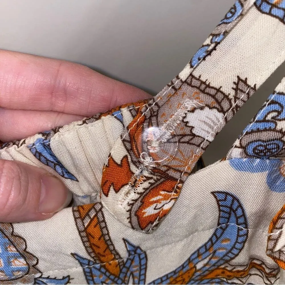 House of Harlow 1960 Cream Blue Orange Paisley Bird Print Boho Maxi Dress XS - Image 5