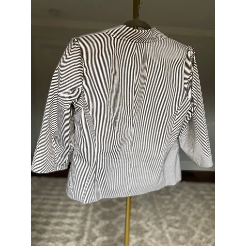 Doncaster Striped Peplum Blazer Suit Pant French Scandi Business Parisian Preppy - Image 2