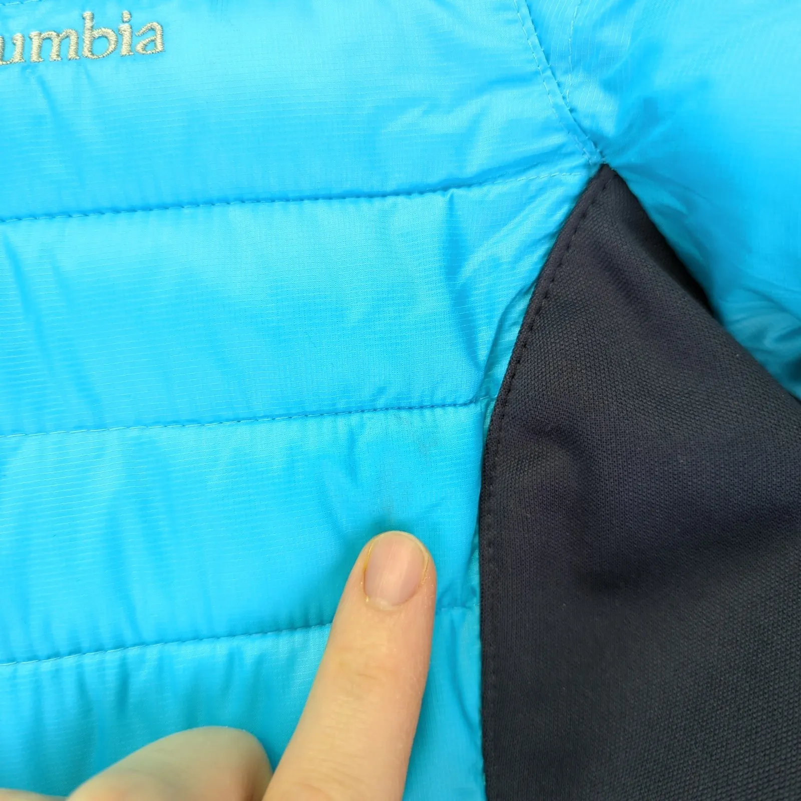 Columbia Powder Pillow Hybrid Jacket Women's Medium Puffer Blue Insulated Gorp - Image 7