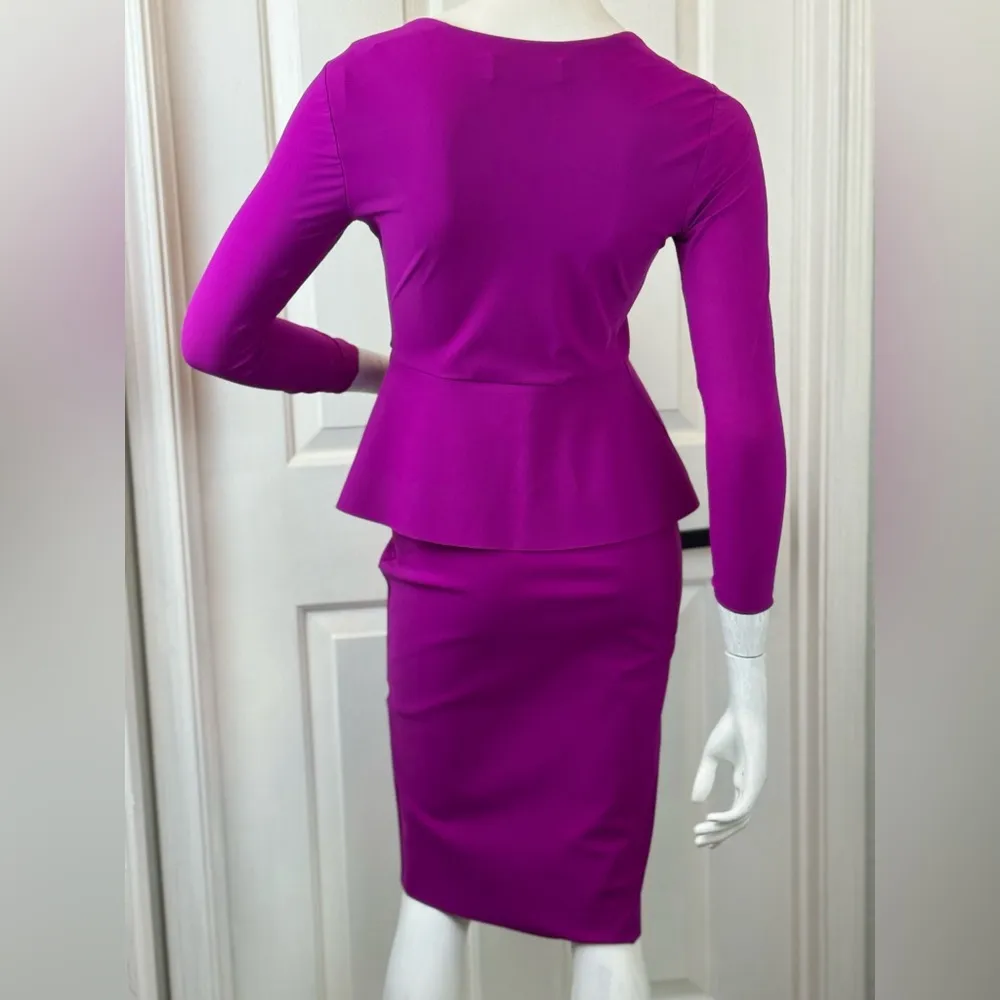 Chiara Boni Elegant Fitted Formal Ingalee Square-Neck Peplum Dress Size 38 - Image 6