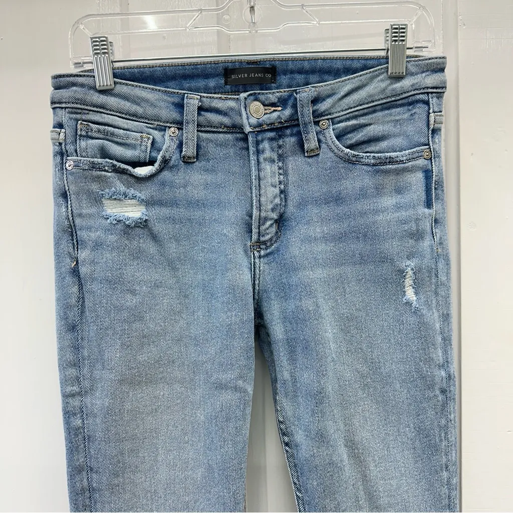 Silver‎ most wanted skinny denim jeans raw hem distressed women's 27 x 29 - Image 3