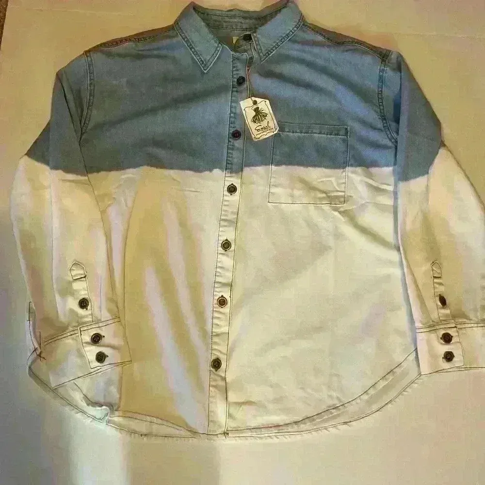 Easel Denim and White shacket. Oversized. NWT. Size medium. - Image 2