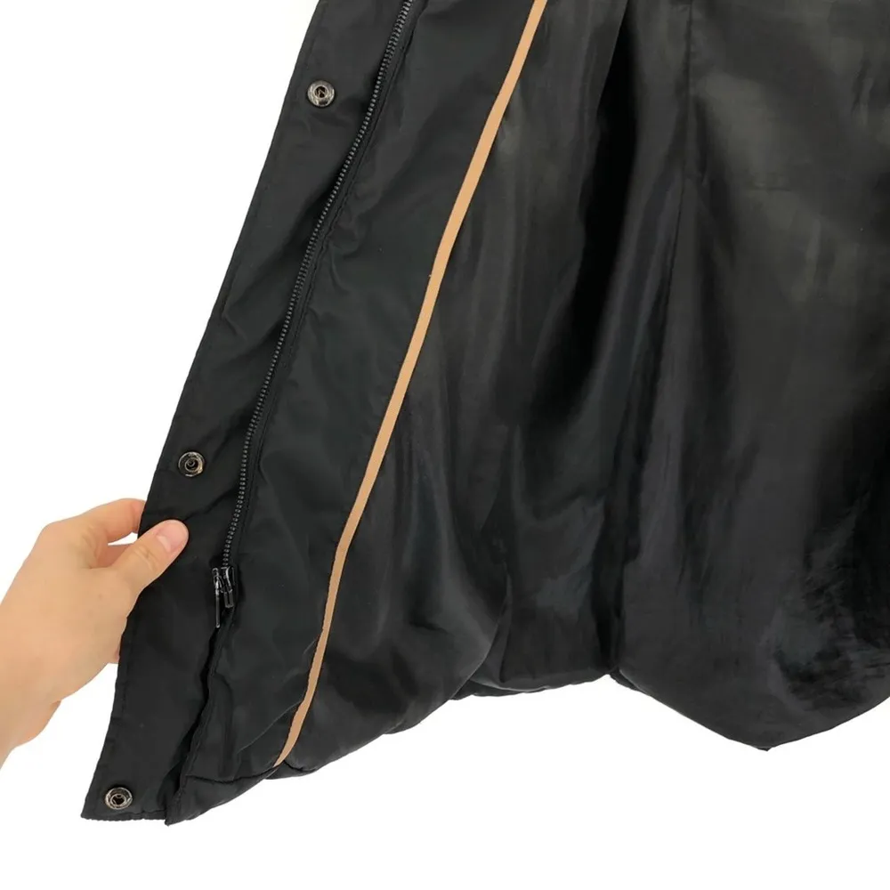 JONES NEW YORK Belted Puffer Jacket Faux Fir Trim Black M - Image 8