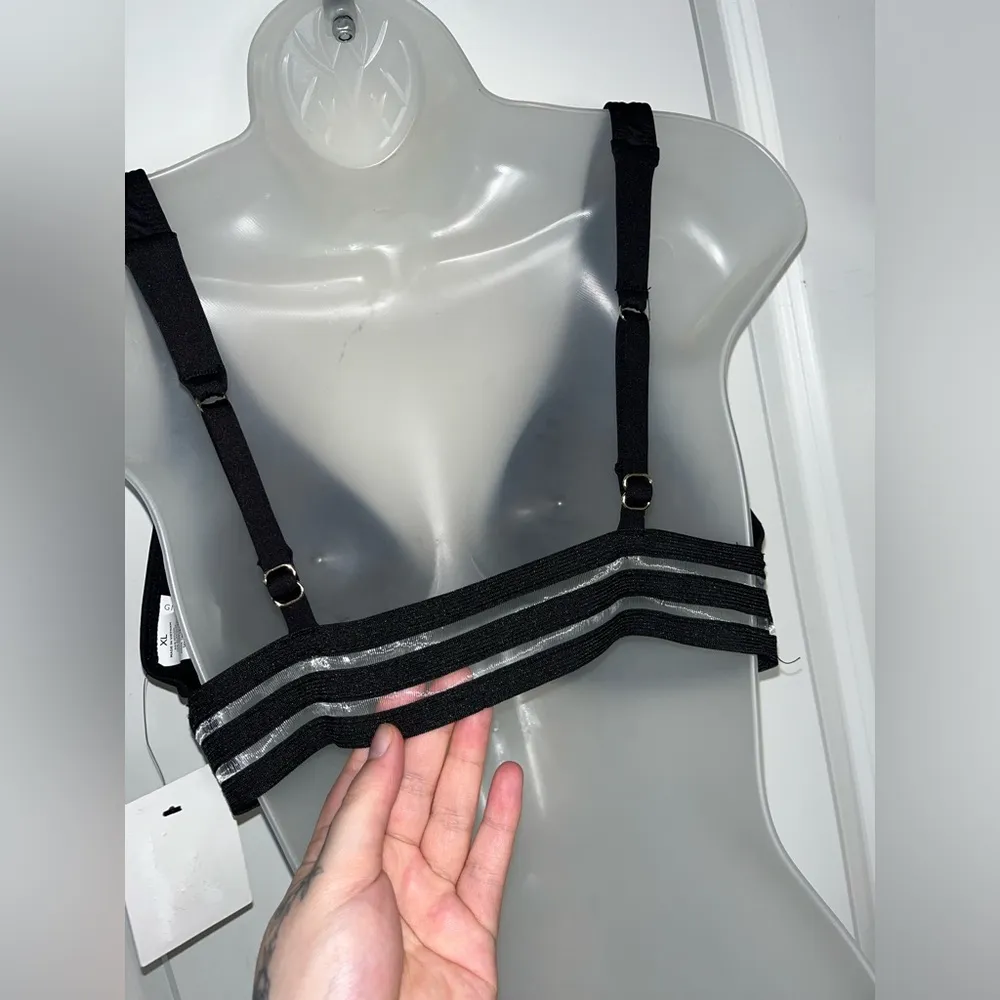 Gibson & Latimer NWT Black Mesh Band V Neck Padded Bralette Swim Top Size XL - Image 8