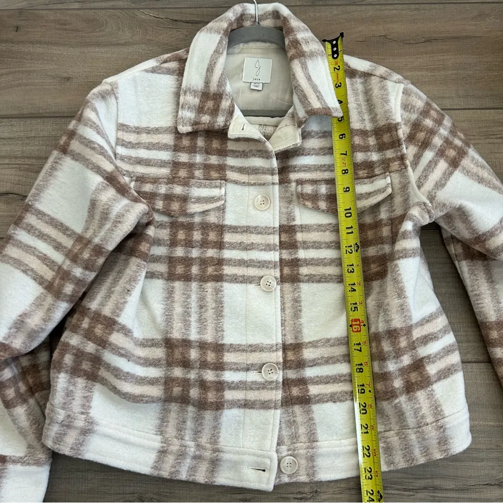 Joie Cream Tan Plaid Flannel Shirt Jacket M - Image 8