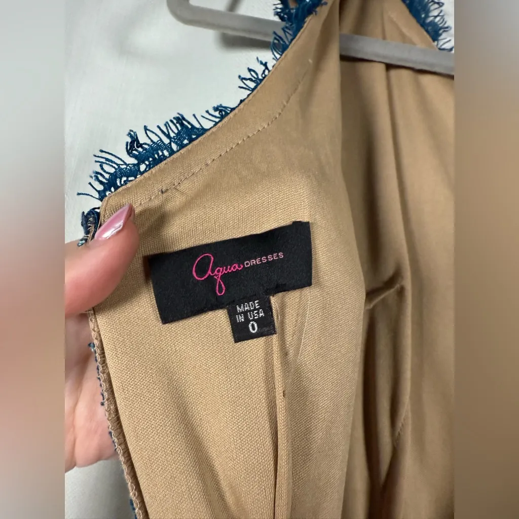 Aqua Dresses Teal Blue Lace Formal Full Length Gown Size 0 - Image 3