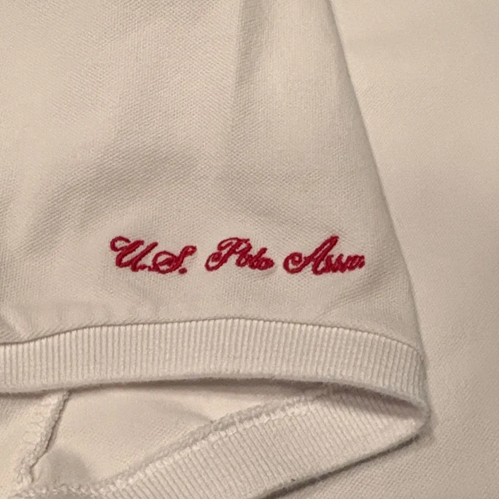 U.S. Polo Assn. Women’s Polo White with Rainbow Logo & Collar Trim - Image 5
