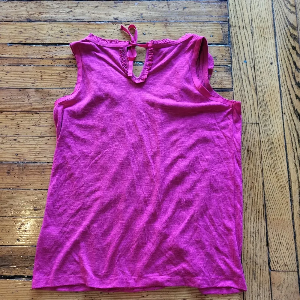 Attention Ruffle Front V-Neck Sleeveless Tank Top Hot Pink Size Medium - Image 7
