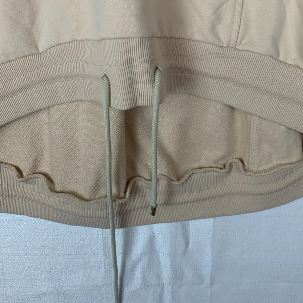 Lit Active women's small oversized cream sweatshirt pocket gym workout basic Tan - Image 7