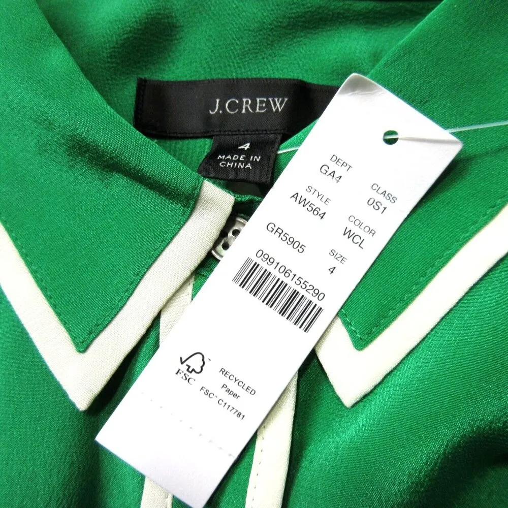 NWT J.Crew A-line Silk Shirtdress in Warm Clover Belted Fit & Flare Dress 4 - Image 5