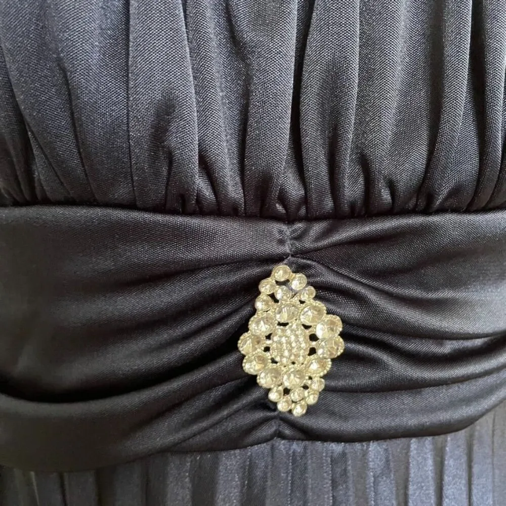 Womens Speechless Formal Navy Blue Pleated Halter Party Dress Size Large u - Image 4