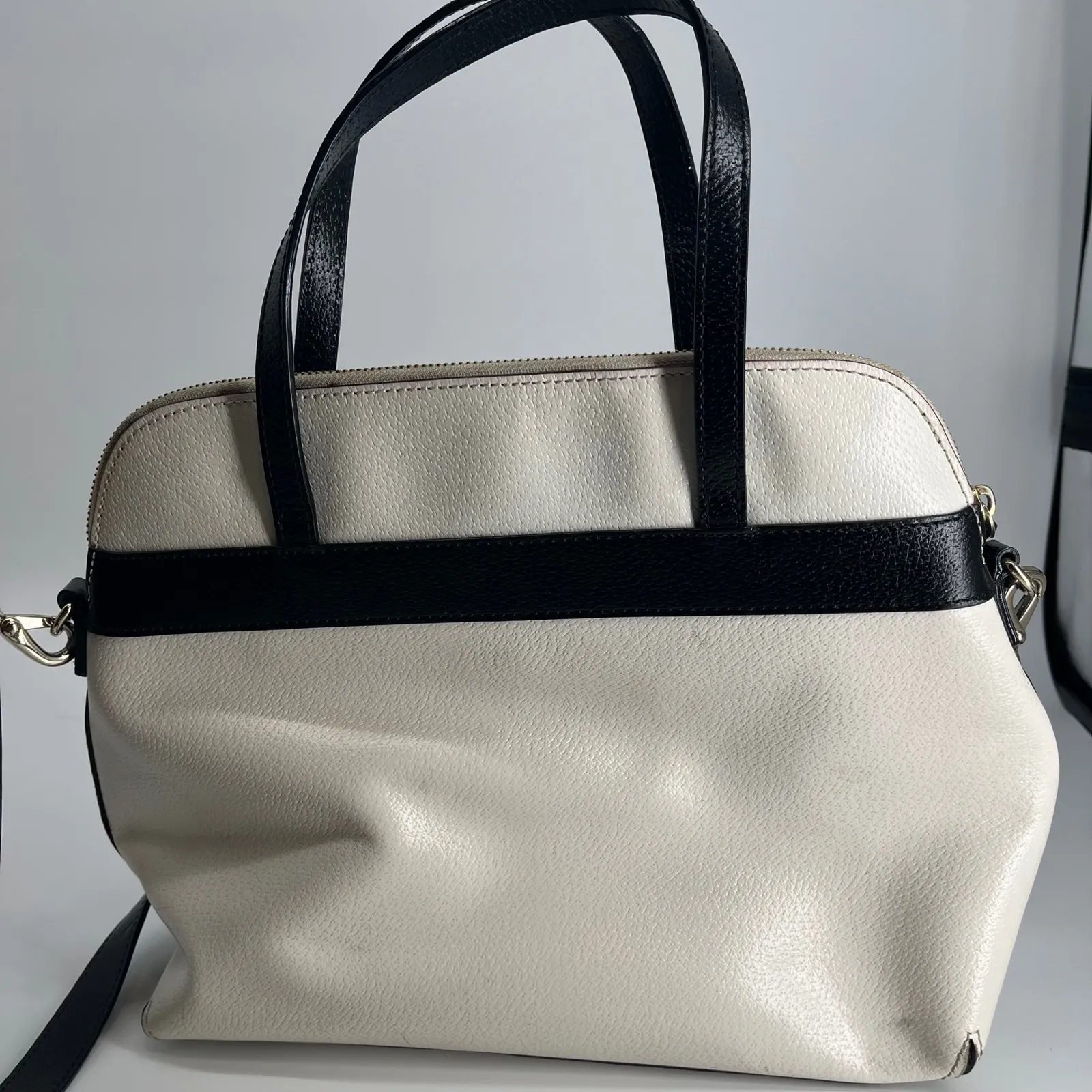 Kate Spade Bow Medium Maise Kirk Park Purse Tote Black White w/ Red Interior - Image 7