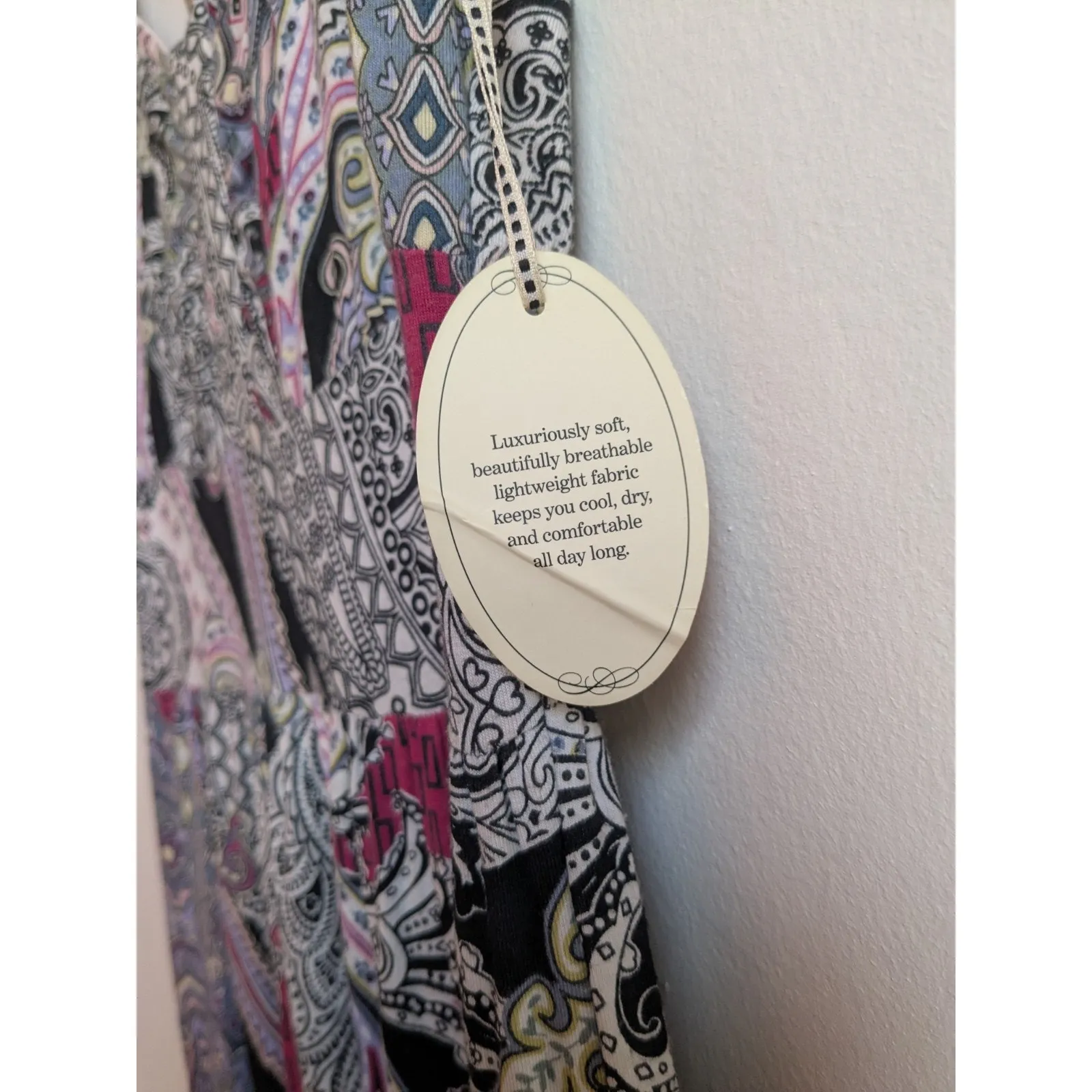 Cool Days Soma Intimates Women's Sleeveless Soft Paisley Bohemian Maxi Dress XS Pink - Image 5