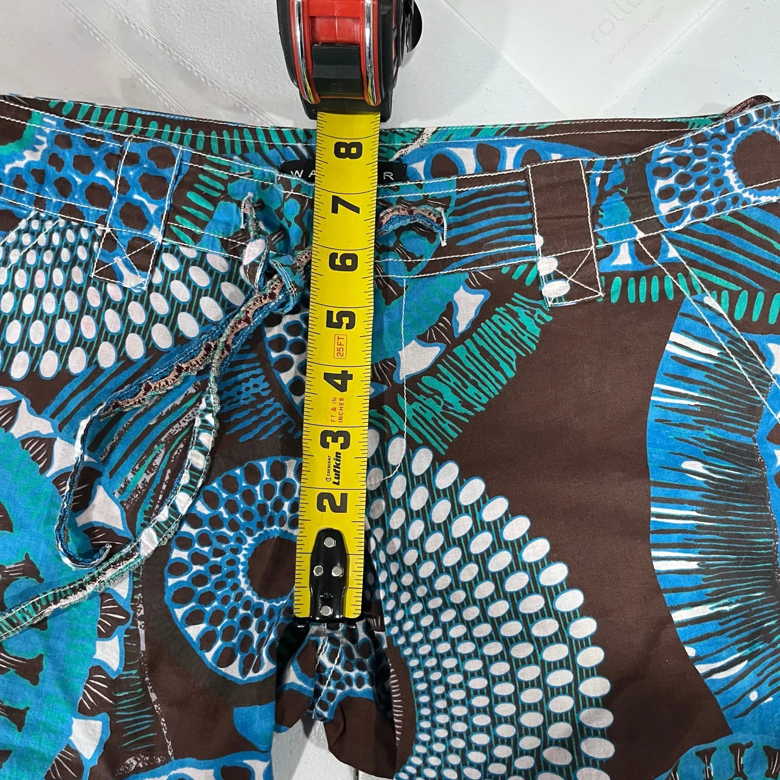 Retro Watcher Psychedelic 70s Cotton Low Rise Flare Pants Y2K Blue Festival 34 Size M - Image 9