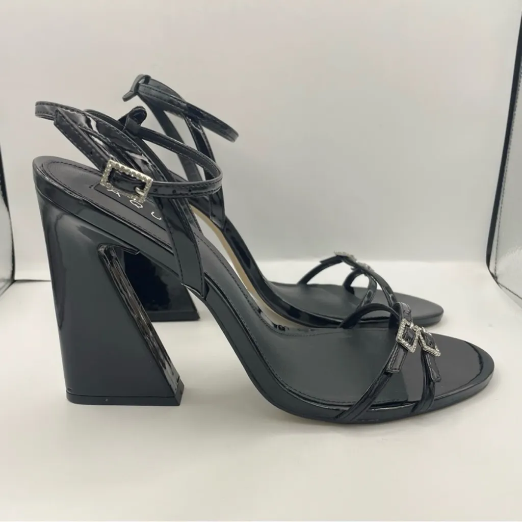 Aqua patent leather black strappy heel sandals women’s Size 10B- Bloomingsdales - Image 7