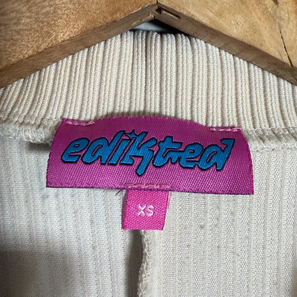 Edikted  Lucia Ribbed Romper Women's XS Tan Button Up Collared Micro Mini Bodycon - Image 8