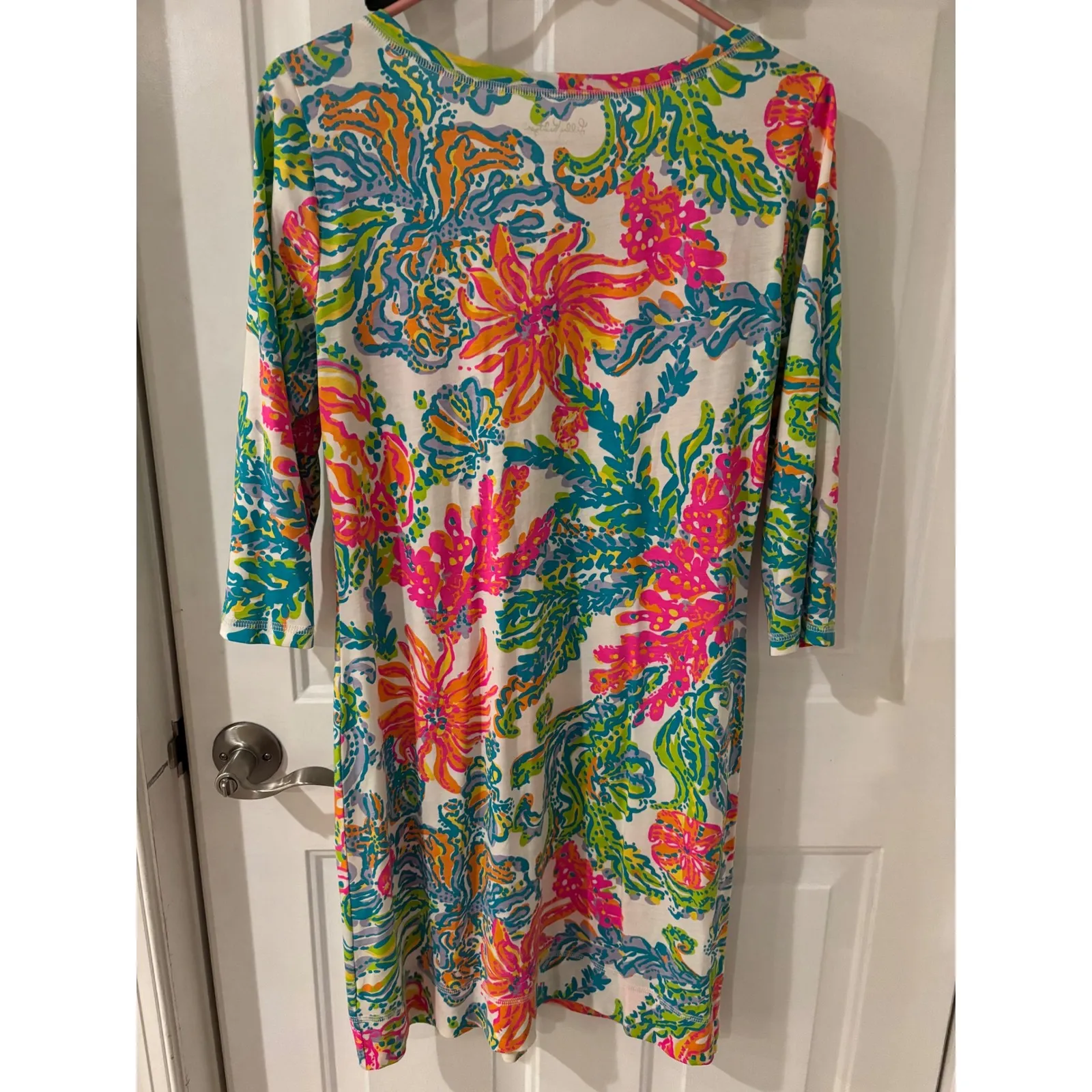 Lilly Pulitzer Floral Tunic Dress 3/4 Sleeve‎ V-Neck Casual Colorful - Image 5