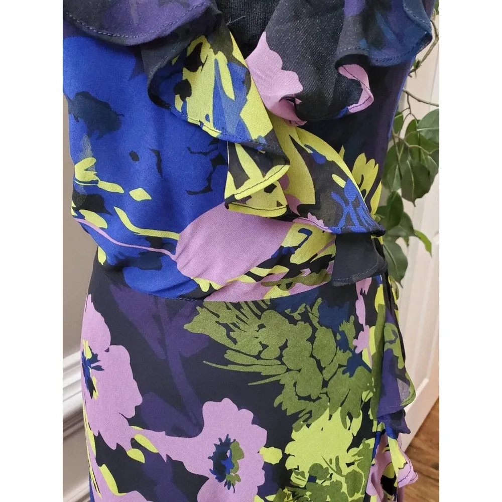 MM Couture Women's Floral Polyester V-Neck Sleeveless Knee Length Dress Size L - Image 3