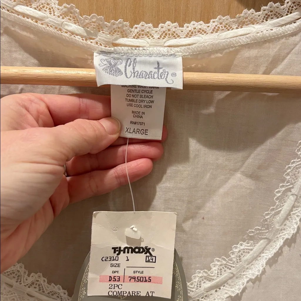 Character Lace Trim Tank Boho Cottagecore NWT Size Large White - Image 5