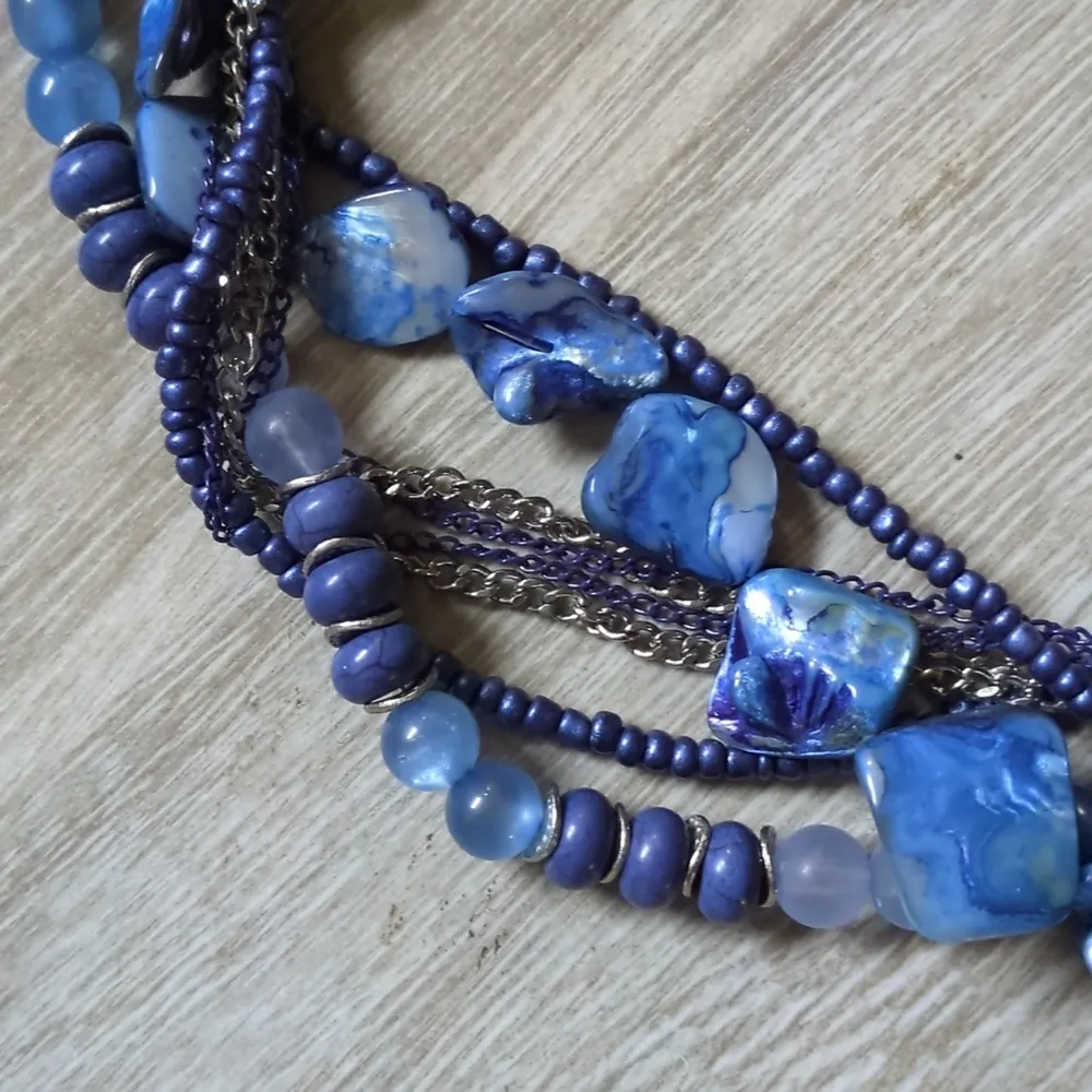 NWT Charming Charlie Blue Multi-Strand Short Beaded Necklace - Image 7