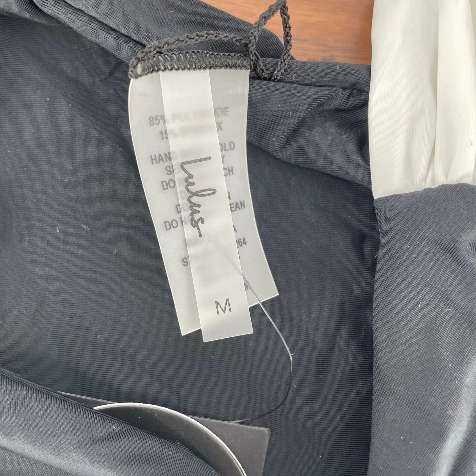 Lulus Black Bikini Bottoms M White Trim High Waist Swimsuit - Image 3