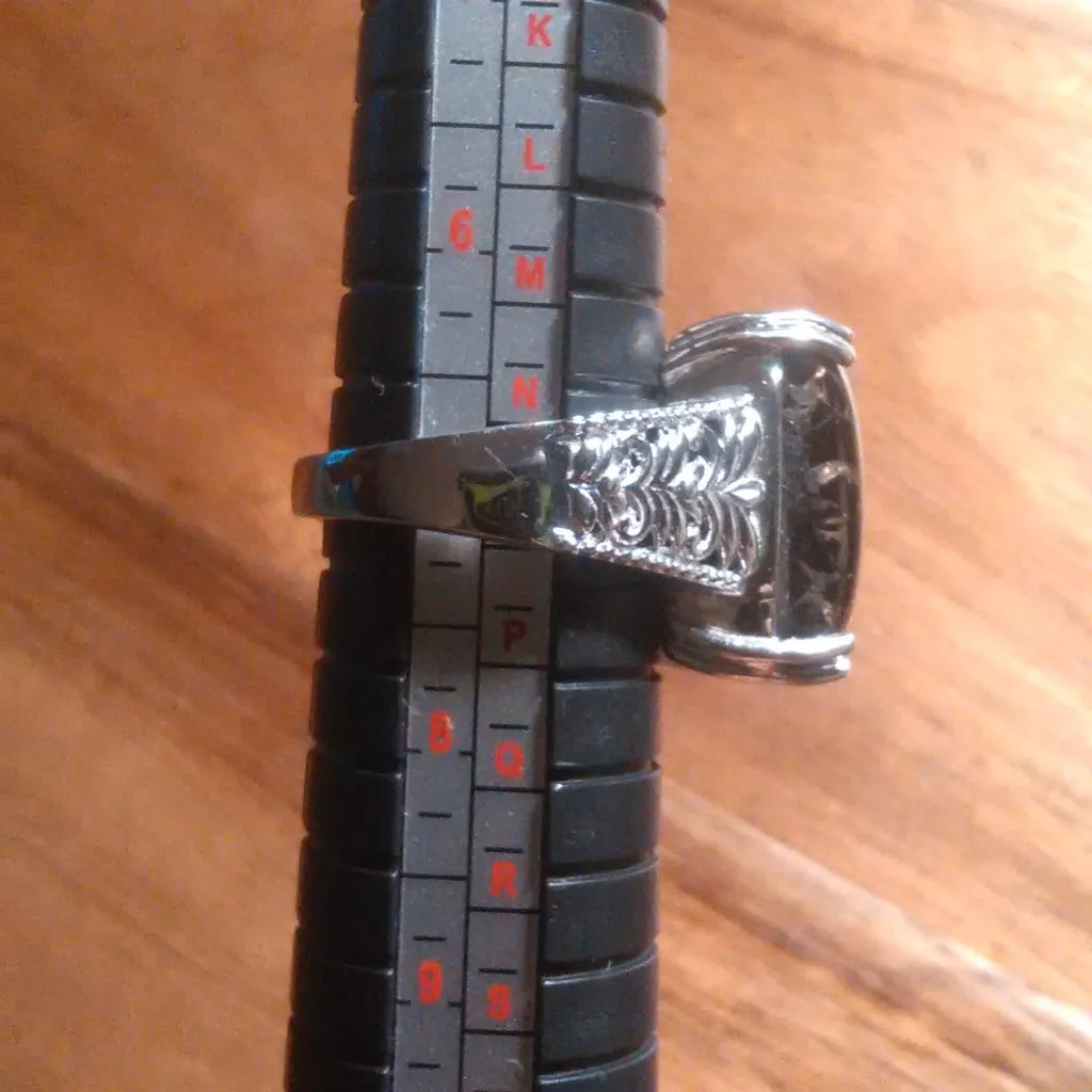 Matrix Silver Shungite Platinum Over Copper Solitaire Ring (Size 7) - Image 3