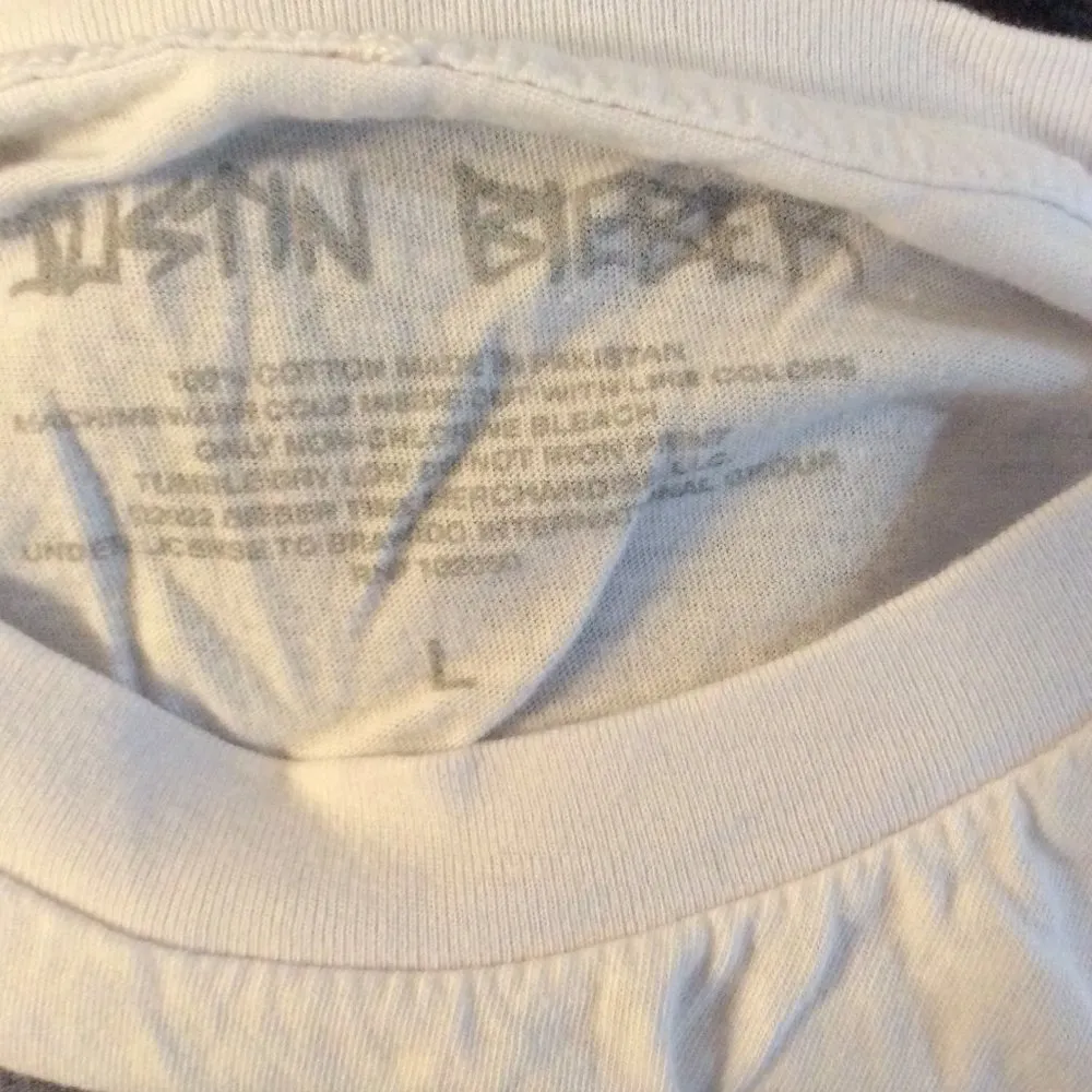 Justin Bieber Tee shirt stretch cotton white large L crew neck short sleeve - Image 3