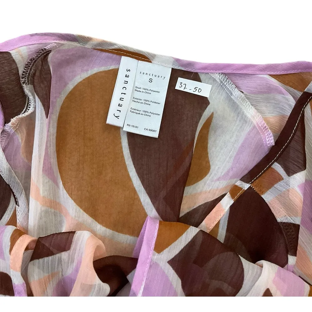 Sanctuary Lion Brown Nuveau Camo Cover up Dress Bell Sleeves Size S (37-50) - Image 6