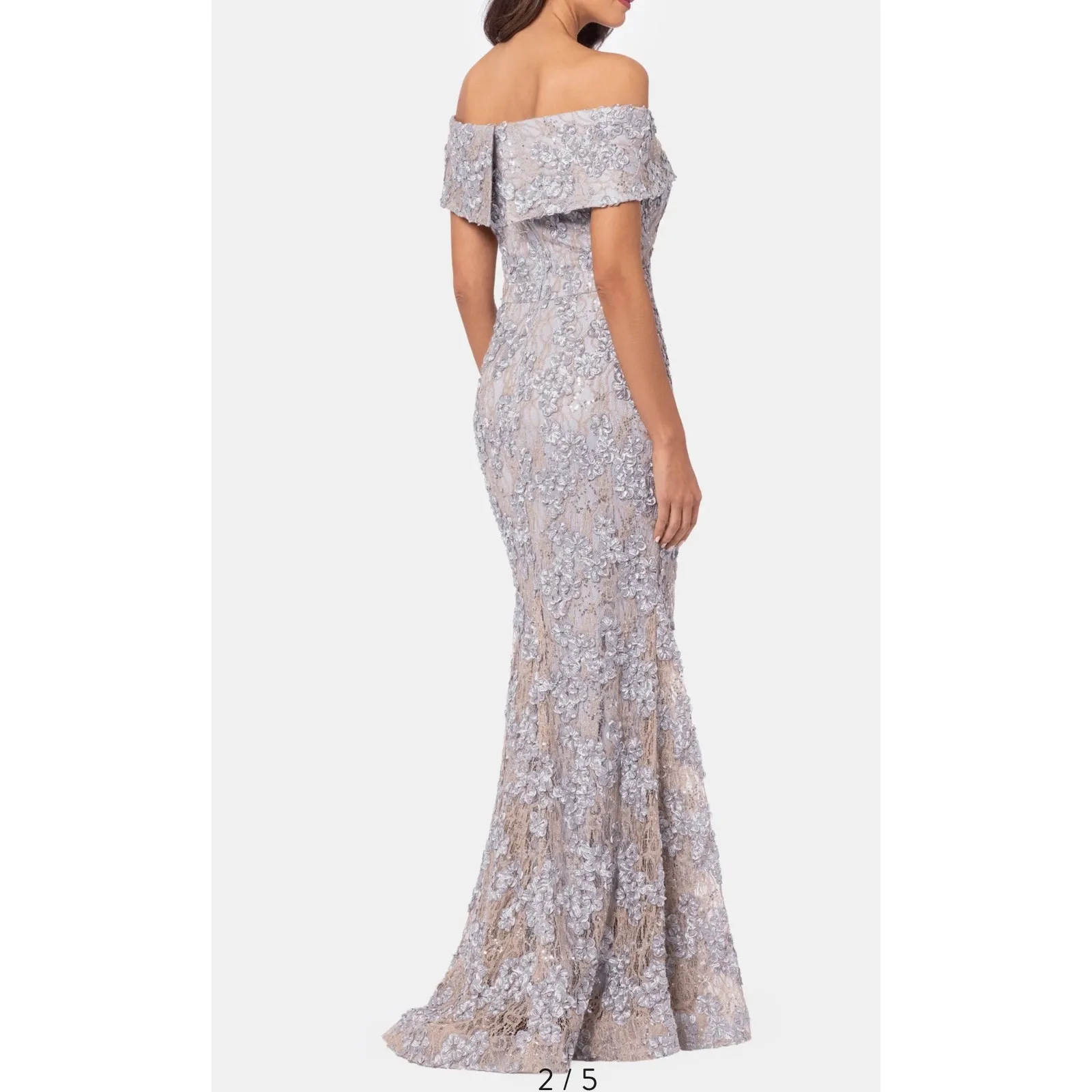 Xscape Evenings Gold/Silver Embroidered Gown - Image 2
