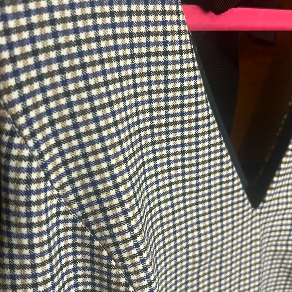 Banana Republic Checker Tie Back Dress Boardroom Siren Business Casual Midi - Image 4