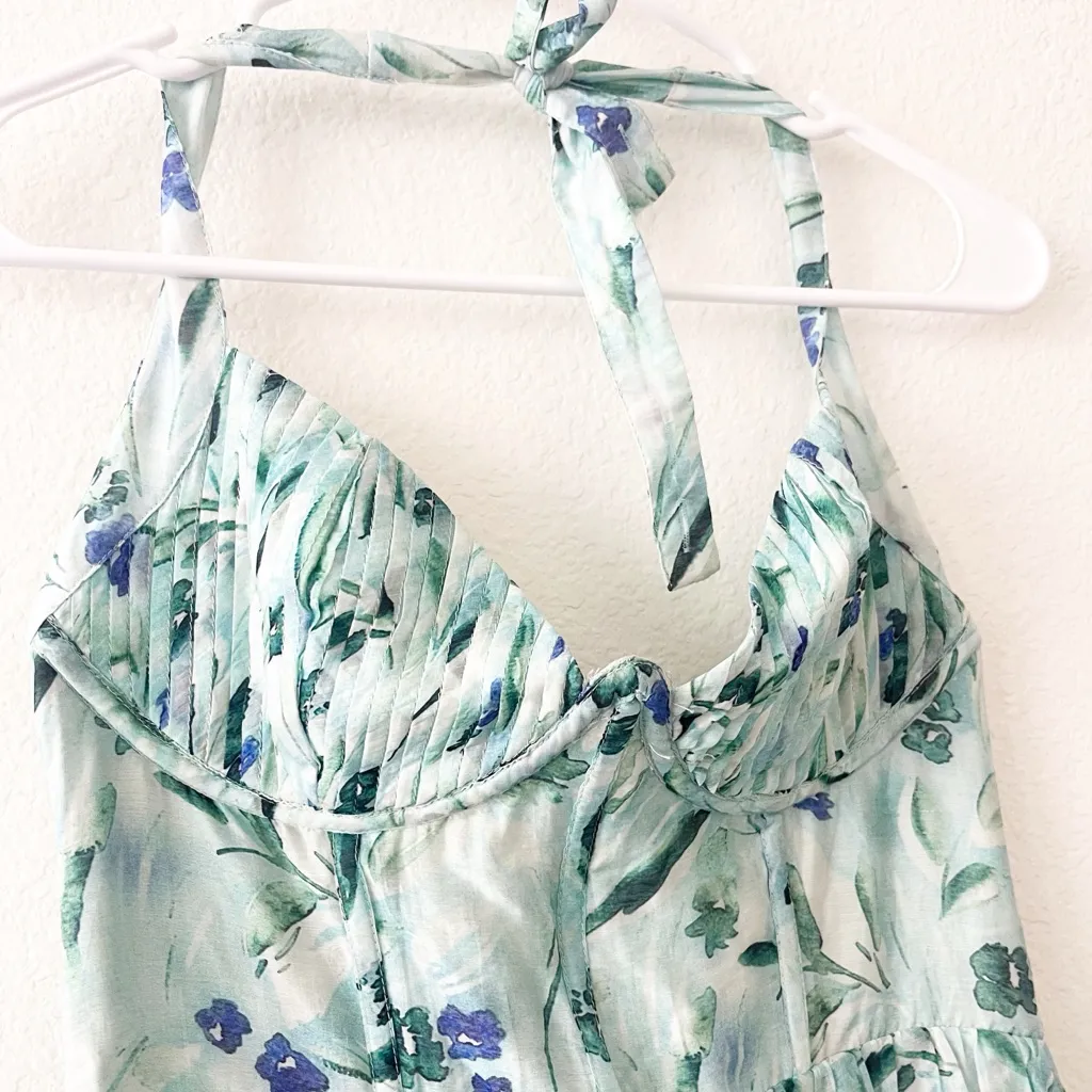 NEW ASTR Kelby Floral Bustier Lace Up Slit Maxi Dress‎ Size Small - Image 5